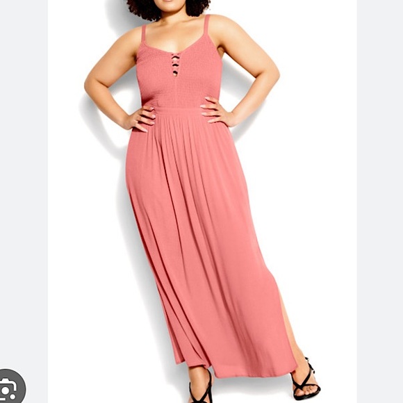City Chic Riviera Maxi Dress in Tea Rose Pink SZ 22 NWT - Picture 1 of 6